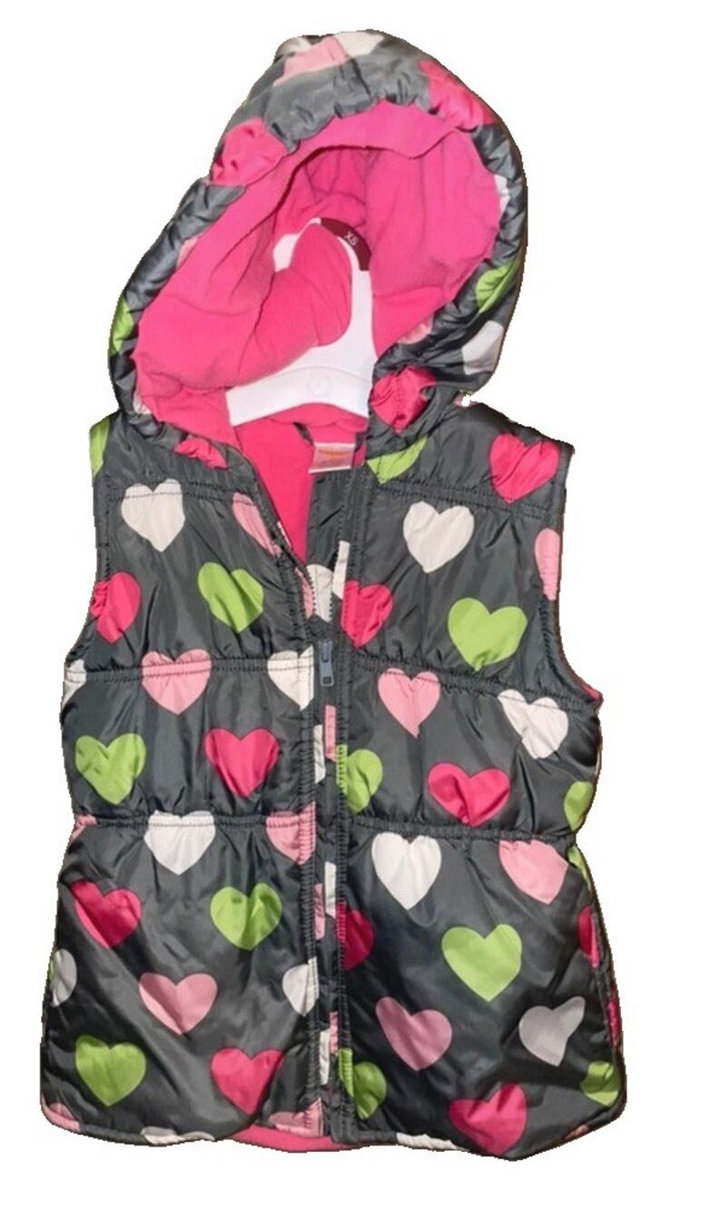 Gymboree Girls Heart Puffer Vest Girl’s Sz M 8-10 Fleece Lined Valentines Day